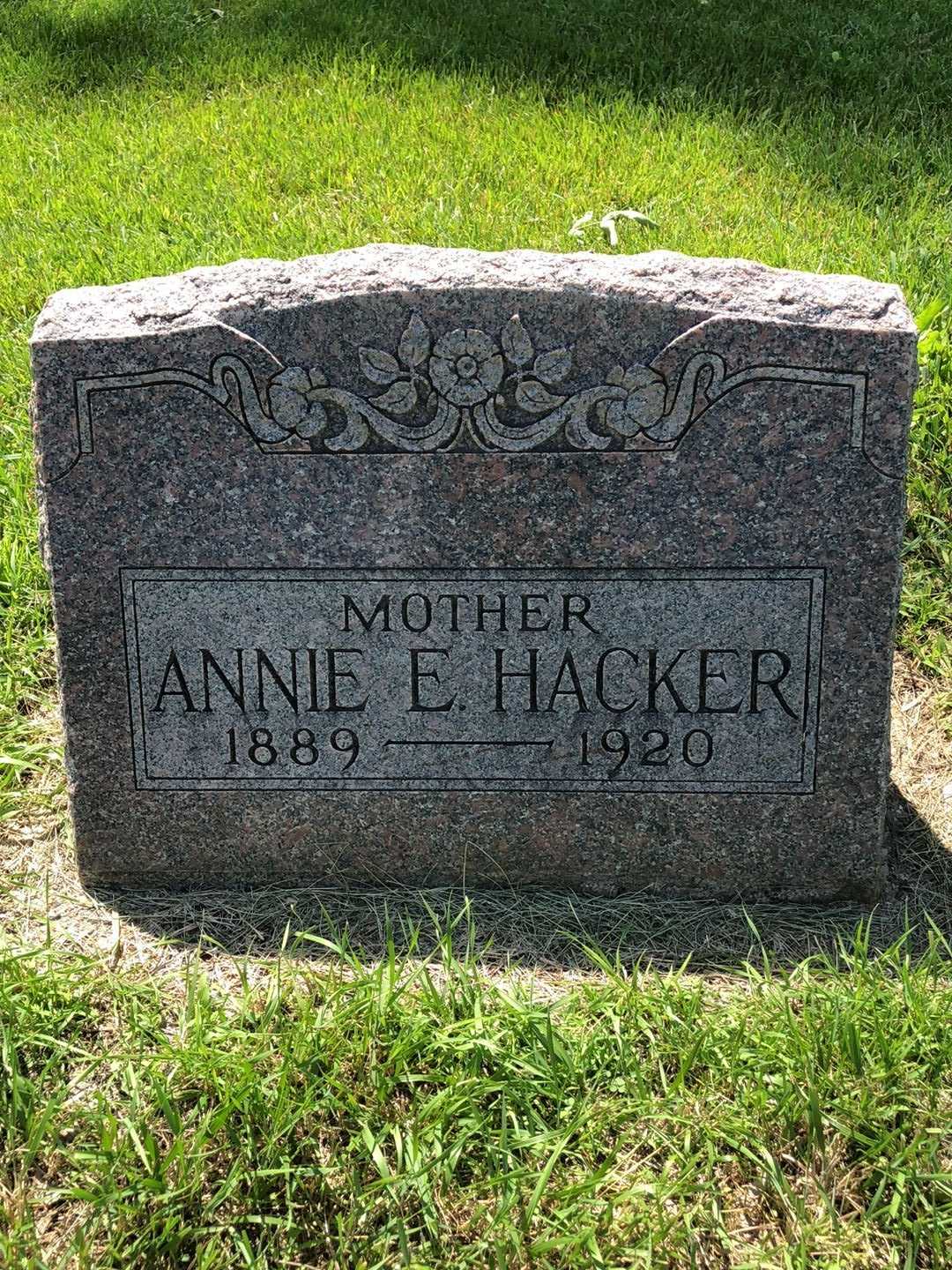 Annie E. Hacker's grave. Photo 1