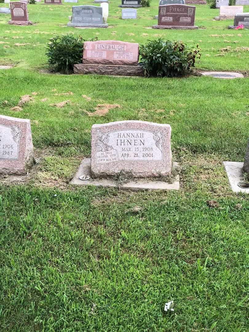 Johannah F. "Hannah" Ihnen's grave. Photo 2